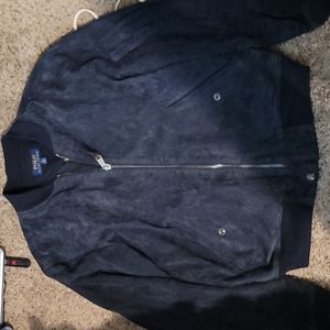 Ralph Lauren navy blue leather Aviator bomber jacket